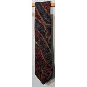 Burberrys OF LONDON Silk Necktie 3.5" Paisley Men’s Tie Vintage  Red Green(343)